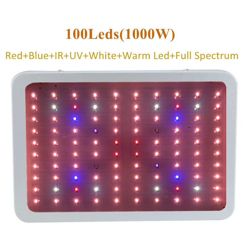 100 LED LED Grow Light Full Spectrum 2000W 1000W Indoor Plant Growing Lamps Tents Fitolamp Fito Led Seeding Flowers Greenhouse Garden - Испускаемый цвет: 100 LED