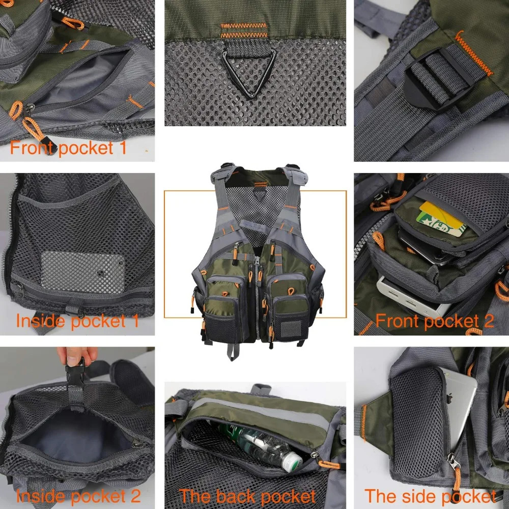

Tactical life vest outdoor sport fishing vest men vest respiratory utility fish vest with foam can be used as a life jacket