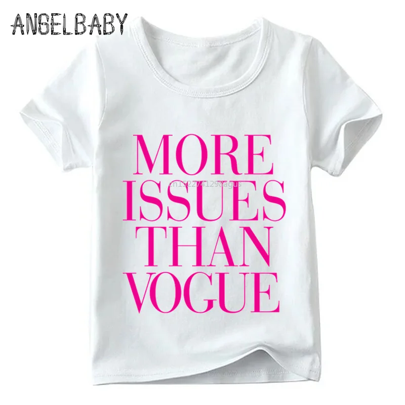 Детская модная футболка с надписью VOGUE летние топы принтом для маленьких
