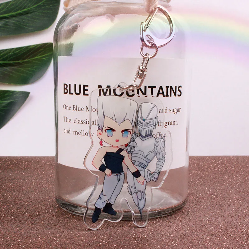 Anime Jojos Bizarre Adventure Keychain Cartoon Figure Acrylic Pendant Backpack Key Ring
