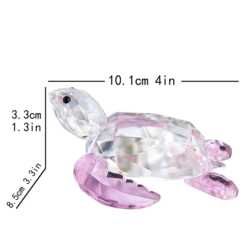 

H&D Collectible Turtle Figurine Miniature Crystal Glass Animal Paperweight Home Decoration Gift Showpiece for Peace & Prosperity