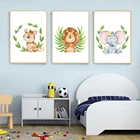 Настенный постер в виде слона с акварелью, настенные картины в скандинавском стиле, декор для детской комнаты с изображением джунглей