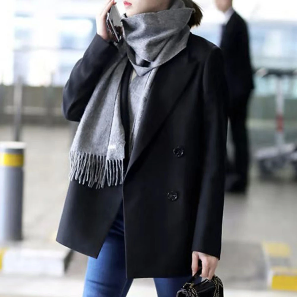 

Стеганое плотное шерстяное пальто, Женское пальто средней длины, Осень-зима, корейская мода, Офисная Женская верхняя одежда, повседневная ж...