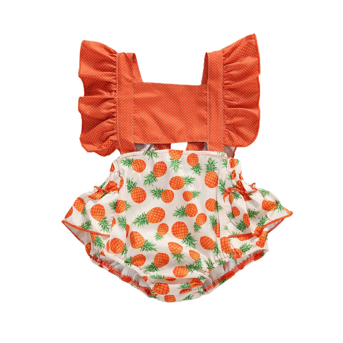 

0-24M Newborn Infant Baby Girls Ruffles Fruit Romper Pineapple Flamingo Jumpsuit Playsuit Sunsuit Summer Toddler Girl Clothes