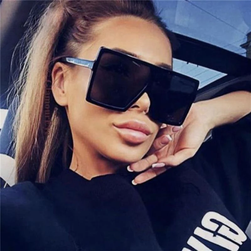 

Oversized Shades Woman Sunglasses Black Fashion Square Glasses Big Frame Sunglasses Vintage Retro Glasses Unisex oculos feminino