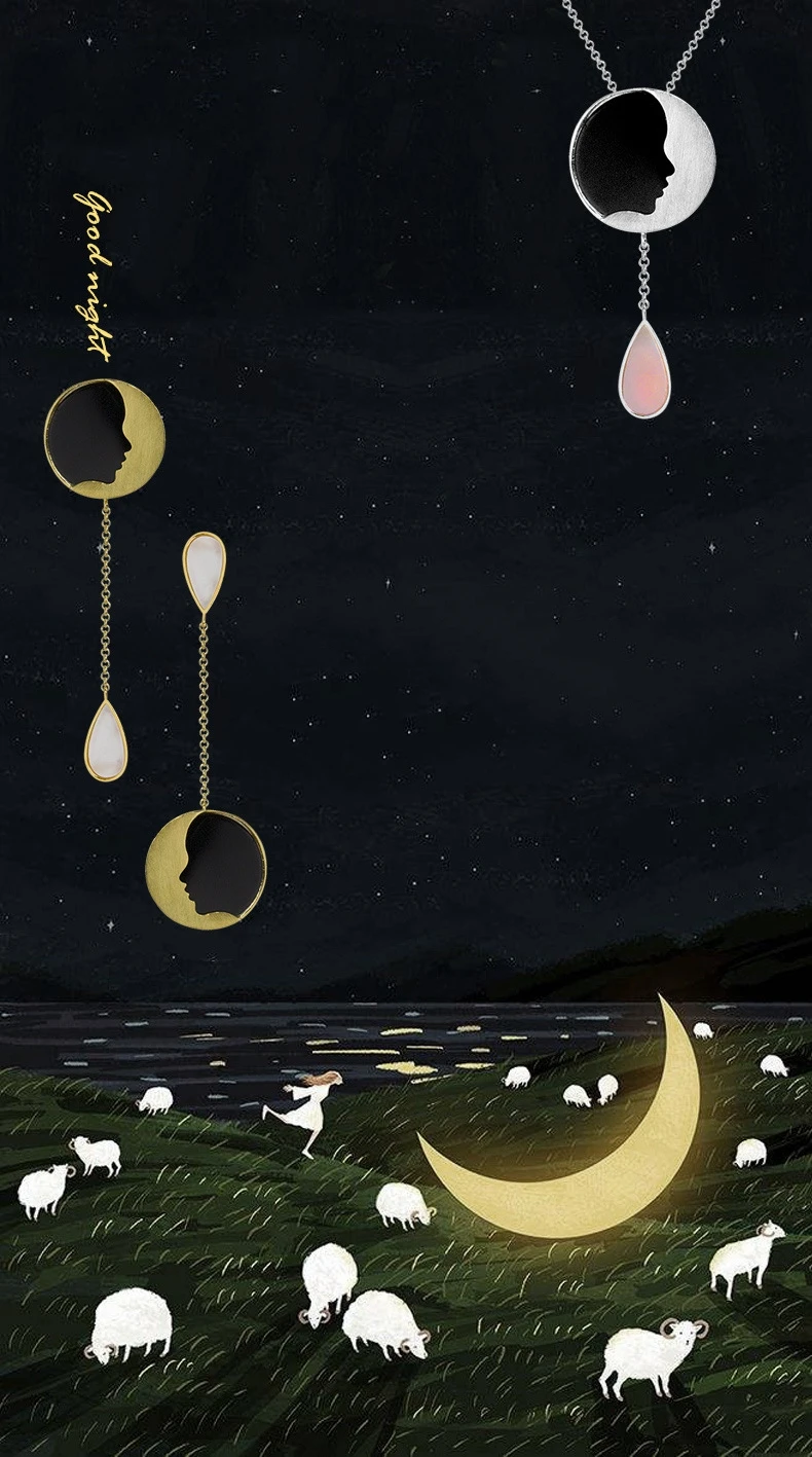 INATURE, серьги-капли с надписью «Good Night», 925 пробы, серебро, луна, для женщин, модные ювелирные изделия
