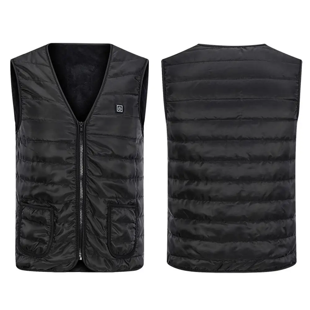 Мужской и женский зимний теплый жилет на молнии с электрическим подогревом USB