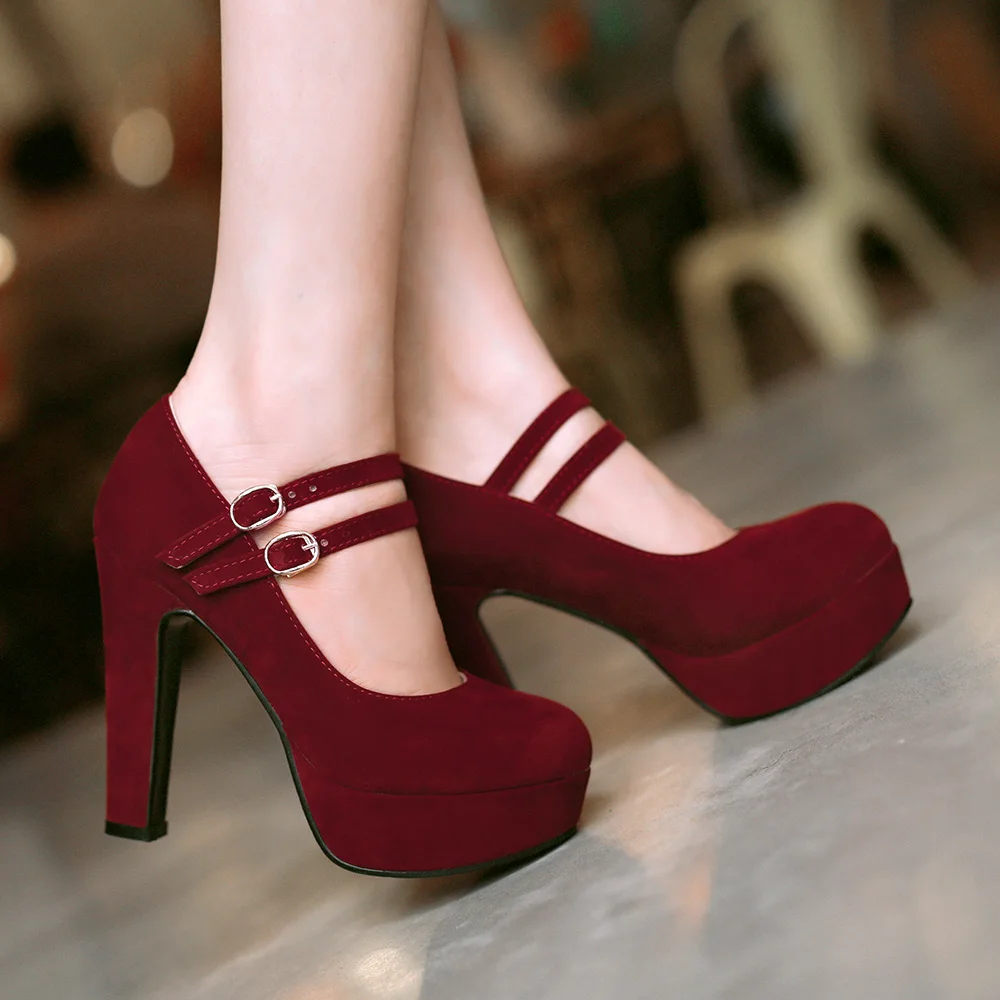 Spring's new high heels suede clasp elegant dating comfort women's shoes size 46