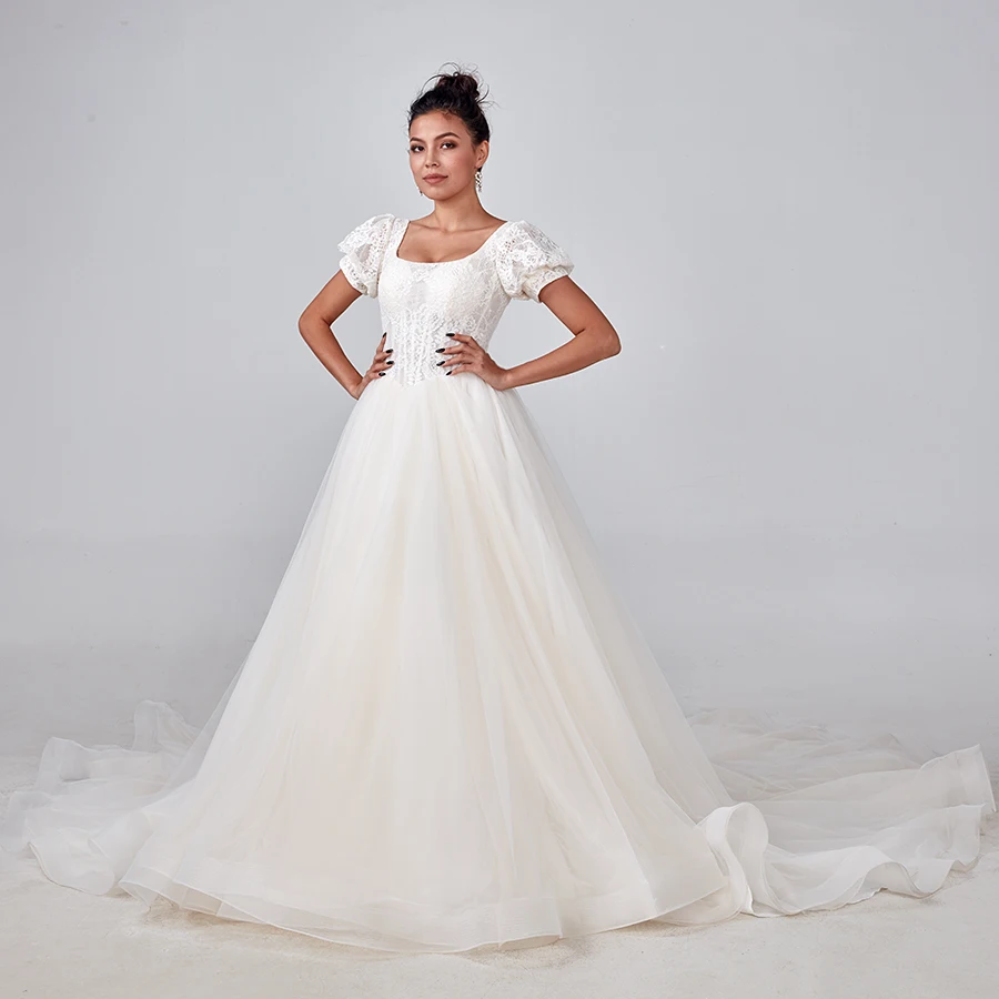 Женское свадебное платье Русалка It's yiiya белое кружевное цвета слоновой кости с