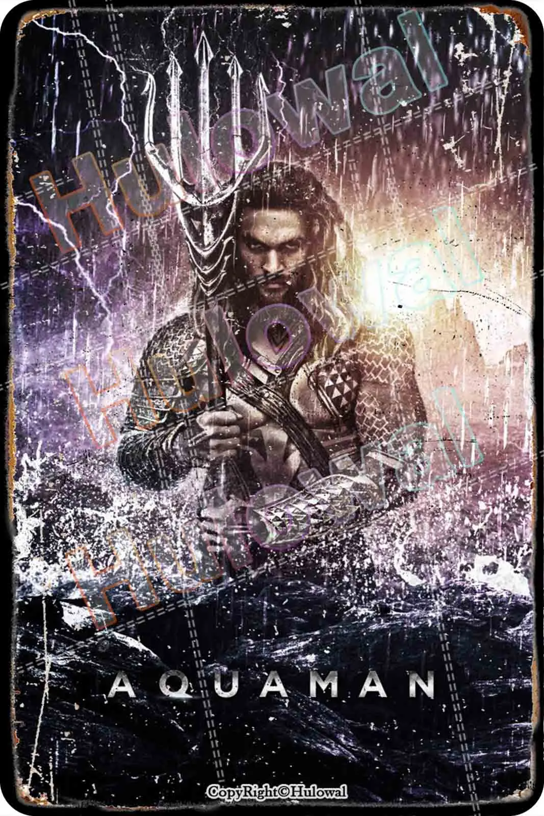 Металлический жестяной плакат Aquaman в стиле ретро Постер для украшения дома отеля