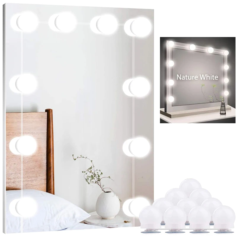 5V Hollywood Makeup Mirror Light Bulbs USB Charging Dimmable Touch Control Vanity Lights for Table Bathroom Wall | Лампы и освещение