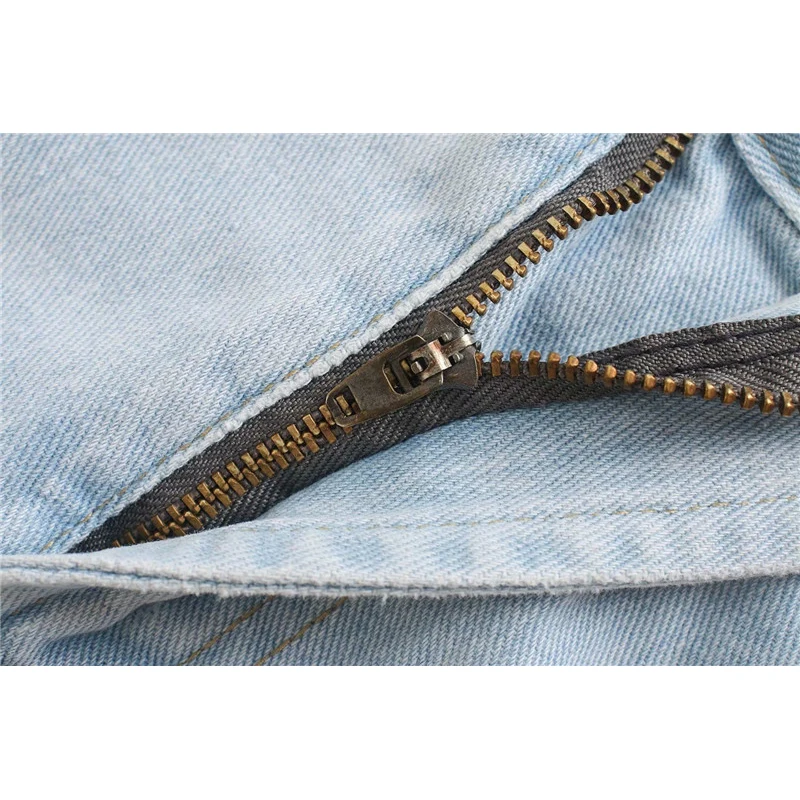 

Klacwaya Women 2020 Chic Fashion Ripped Detail Wide Leg Jeans Vintage High Waist Zipper Fly Female Ankle Denim Pants Mujer