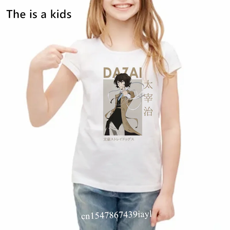 

Bungo Stray Dogs Print Boy Unisex Tshirt Nice Round Neck Kids Tshirt Summer Boys T Shirt Cute Girls White Tops,Drop Shipping