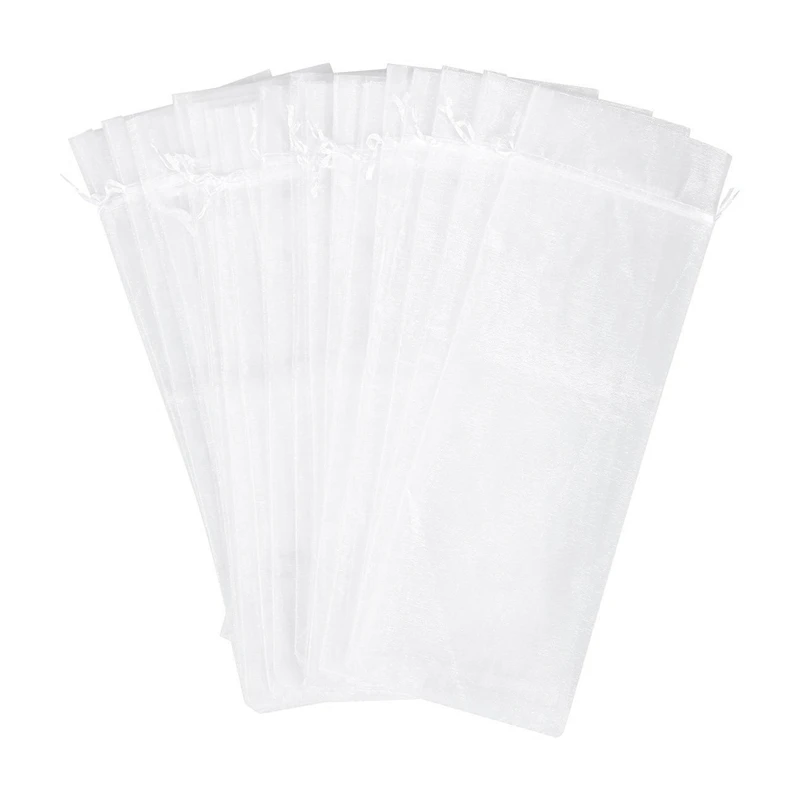 20 шт прозрачная органза вино сумки 14X37cm многоразовые простые обертка для бутылки