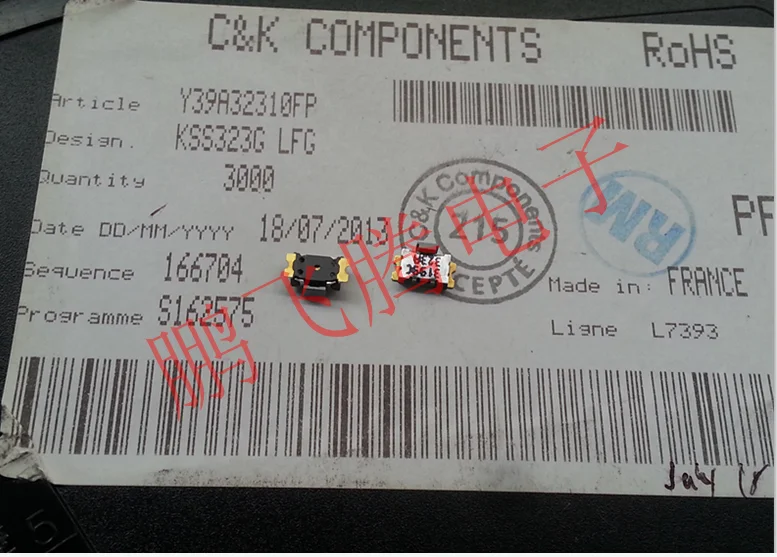 10 шт./лот оригинальная французская C & k KSS323G плоская черепаховая Боковая кнопка