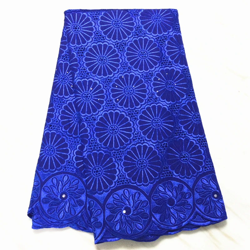 Швейцарская вуаль кружева 2021 Высококачественная хлопковая ткань синее