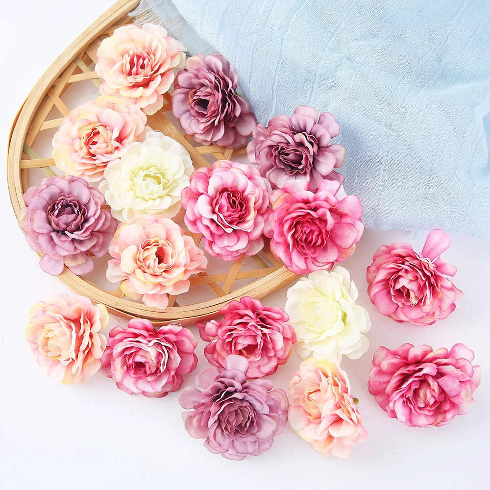 

20 PCS Artificial Flowers 5Cm Silk Rose Head Artificial Plants For Home Room Wedding Diy Garden Decoration Christmas Ornaments