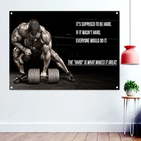 bodybuilders workout motivation quotes poster muscular guy flaunting biceps wallpaper banners flag hang paintings gym decoration