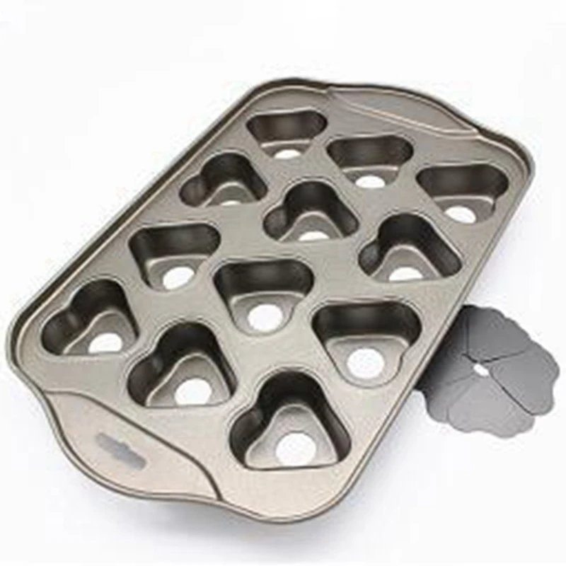 

Non Stick Pan Cheesecake 12 Cup Form Mold with Champagne Corrugated Non-Stick Aluminum Toast Box with Lid Thick