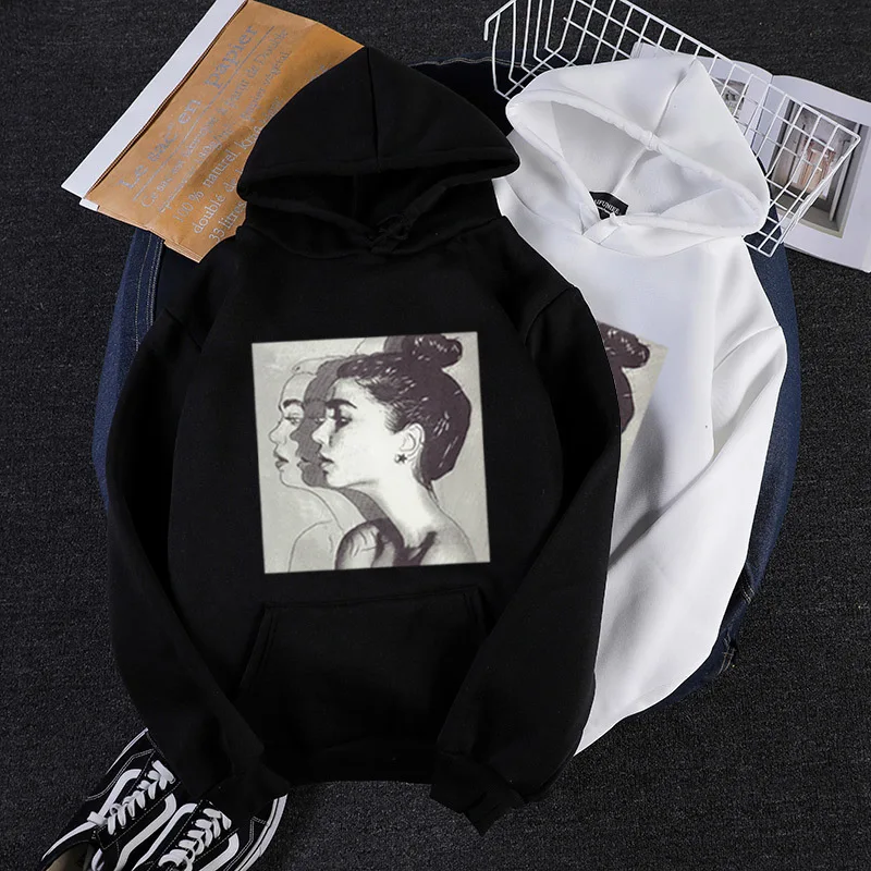 

Winter Sweatshirt Hoodies Chic Casual Thicken Female Tops Warm Women Clothes 2021 Anime ђди