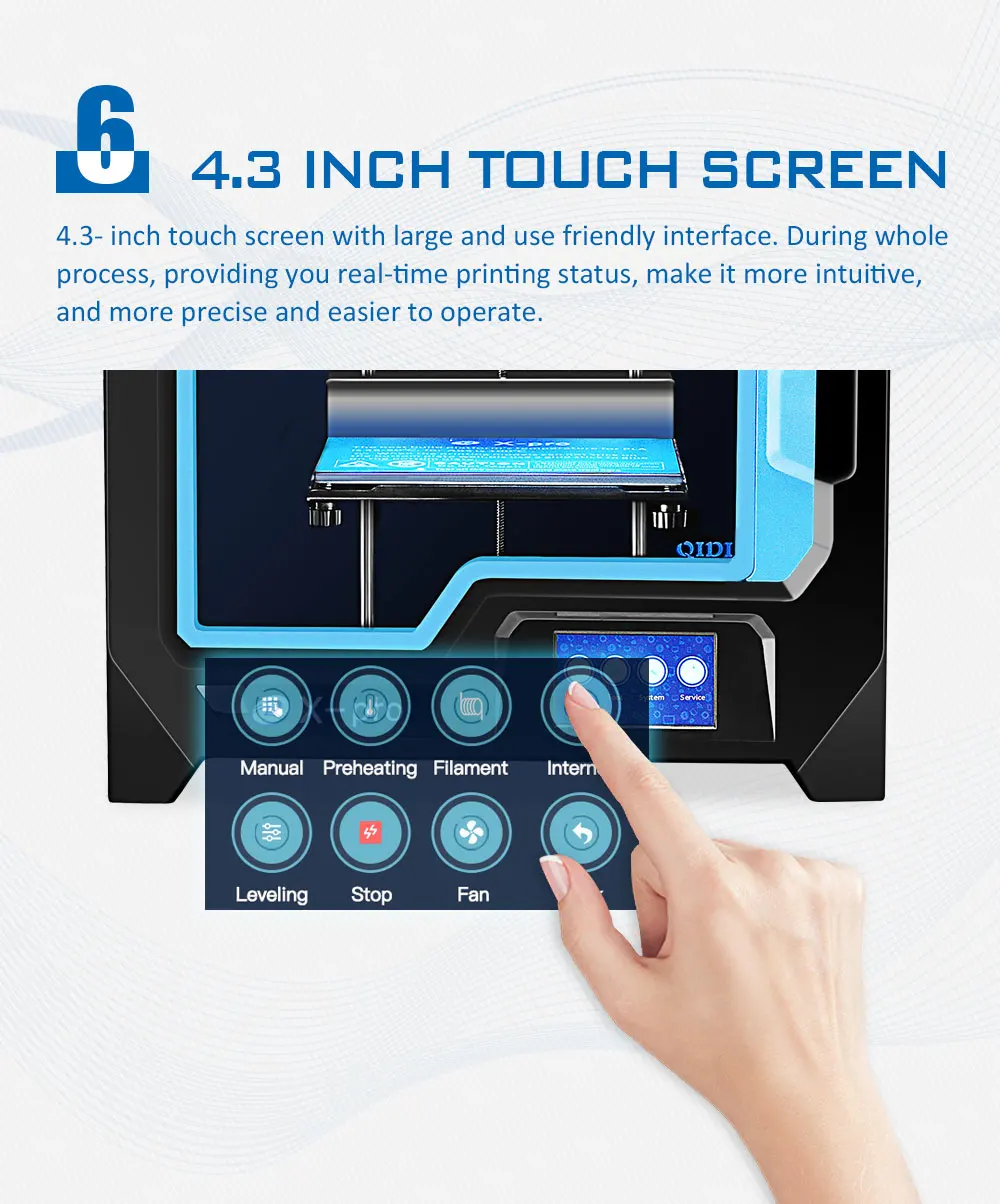 QIDI TECH X-Pro 3d принтер двойной экструдер с WiFi 4,3 дюймовый сенсорный экран с ABS, PLA, TPU