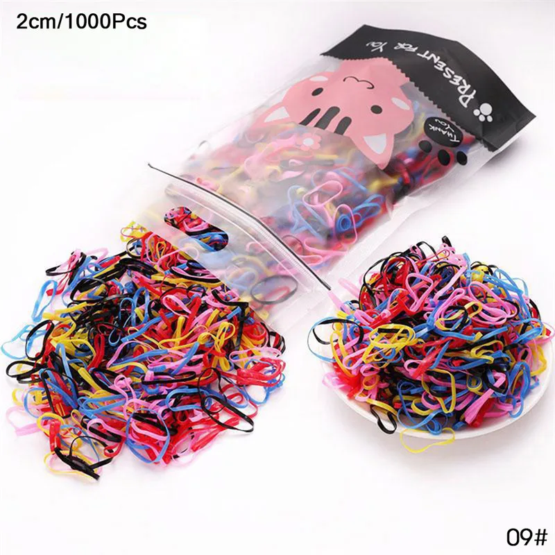 1000pcs 21 200/1000 шт милые цветные кольца для девочек, Одноразовые эластичные резинки для волос, резинка для хвоста, резинки для волос, Детские аксессуары для волос - Цвет: 1000pcs 21