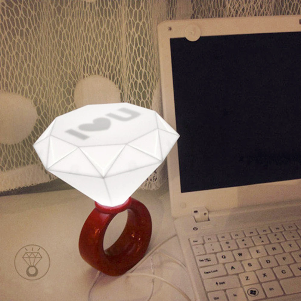 Светодиодный ночник светильник с ромбовидным кольцом настольная лампа для