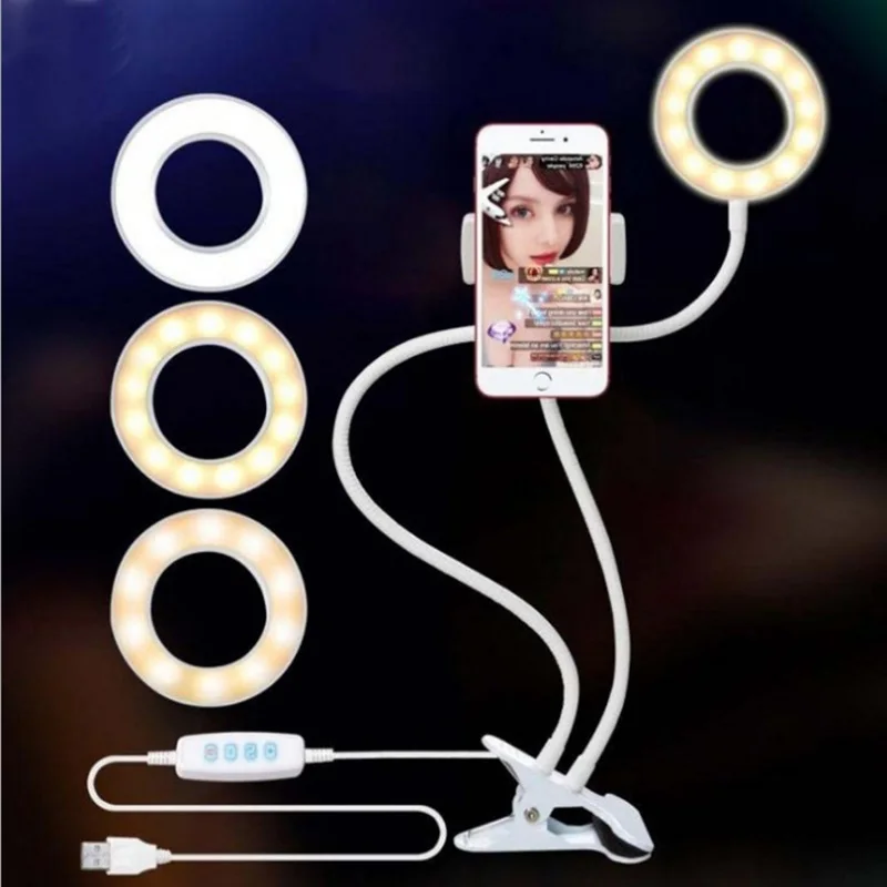 

Гибкий Мобильный телефон стенд ленивый кронштейн с селфи кольцо светильник питаемые через USB порт для рабочего стола заполнить светодиодны...