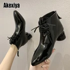 Женские Модные Демисезонные ботинки с острым носком на высоком каблуке, женские повседневные ботильоны, женские уличные ботинки на шнуровке w125