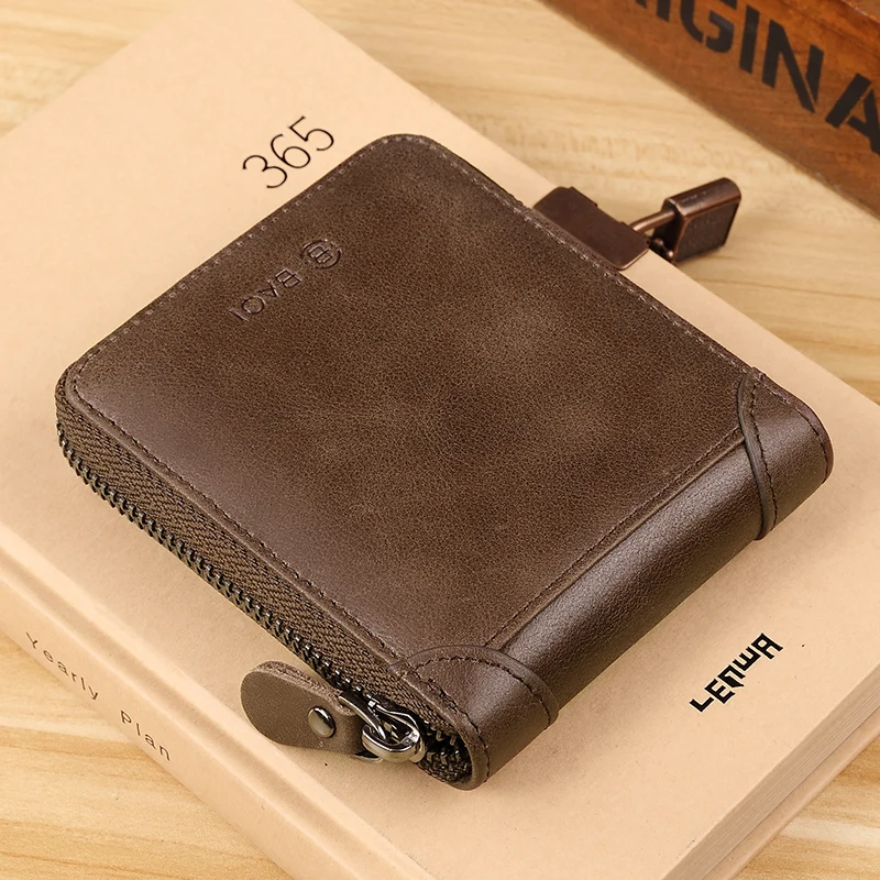 Wmnuo Винтаж Для мужчин бумажник RFID кражи защиты монет кошелек на молнии женские