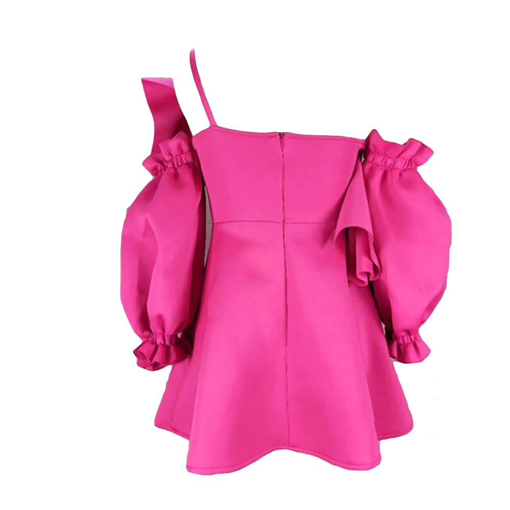 Party Dress Mini Sexy Pleated Puff Sleeve One Shoulder Spaghetti Strap Women Backless Clubwear Dinner Night Christmas Tunics | Женская