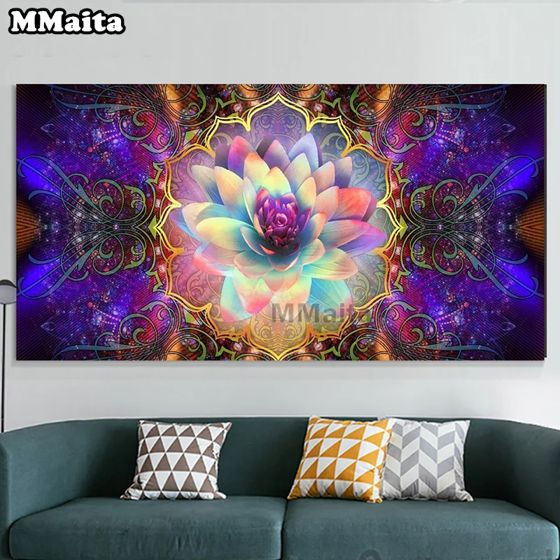 

Diamond Embroidery diamond painting Lotus Flower Fractal 5D Full square round stones Cross Stitch still life 2022 New Gif GG6122
