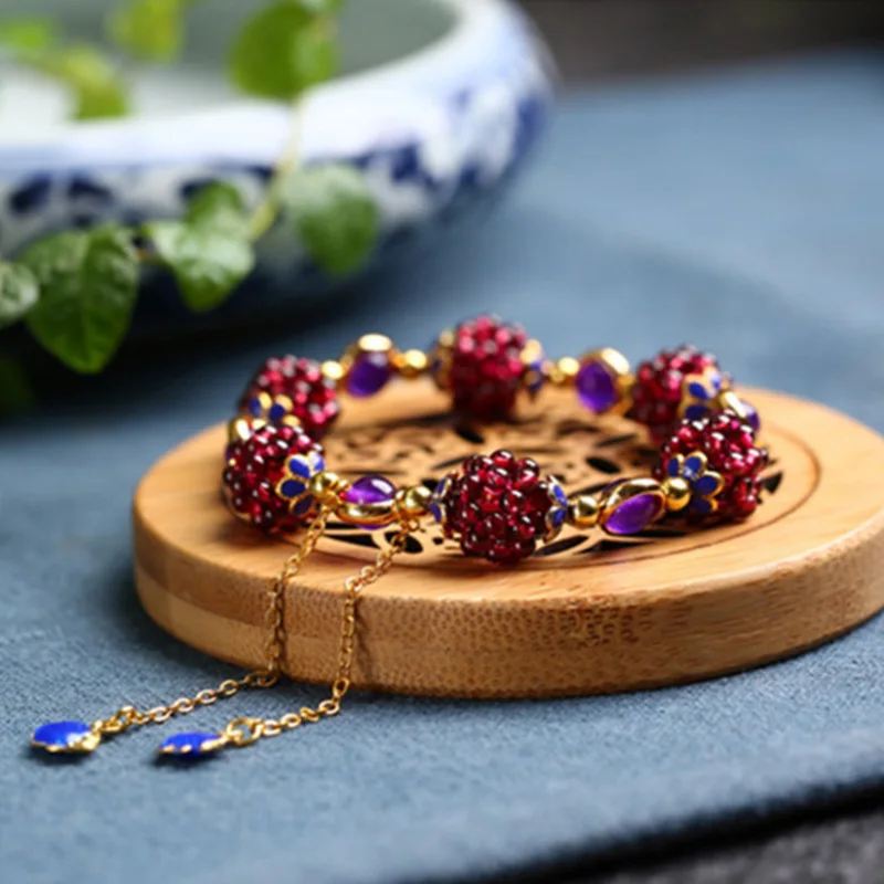 Прямая поставка 100% гранат браслет Вселенная Галактический Femme винный красный