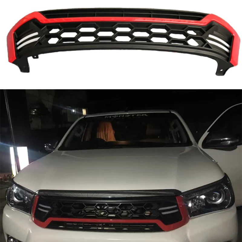 

Fit for Toyota Hilux Revo 2016-2020 Accessories with LED Grille Cover red Raptor Grille high quality ABS grille