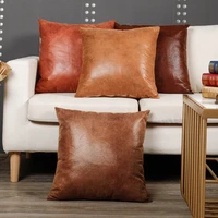 4545cm waterproof pu artificial leather cushion cover pillowcase pillow case seat sofa solid color soft household decoration