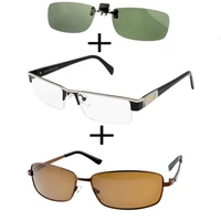 3pcs titanium progressive multifocal reading glasses men women alloy polarized sunglasses high quality sunglasses clip