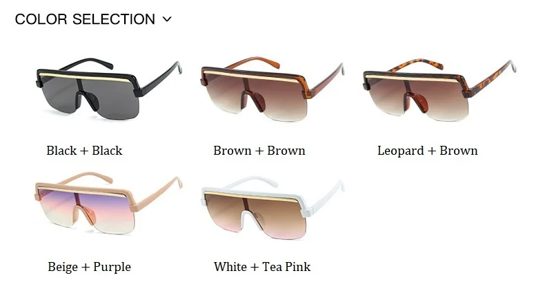 Unisex Retro Oversized Flat Top Sunglasses Women Brand Designer Square Mask Sun Glasses For Female Male Half Frame Shades UV400
