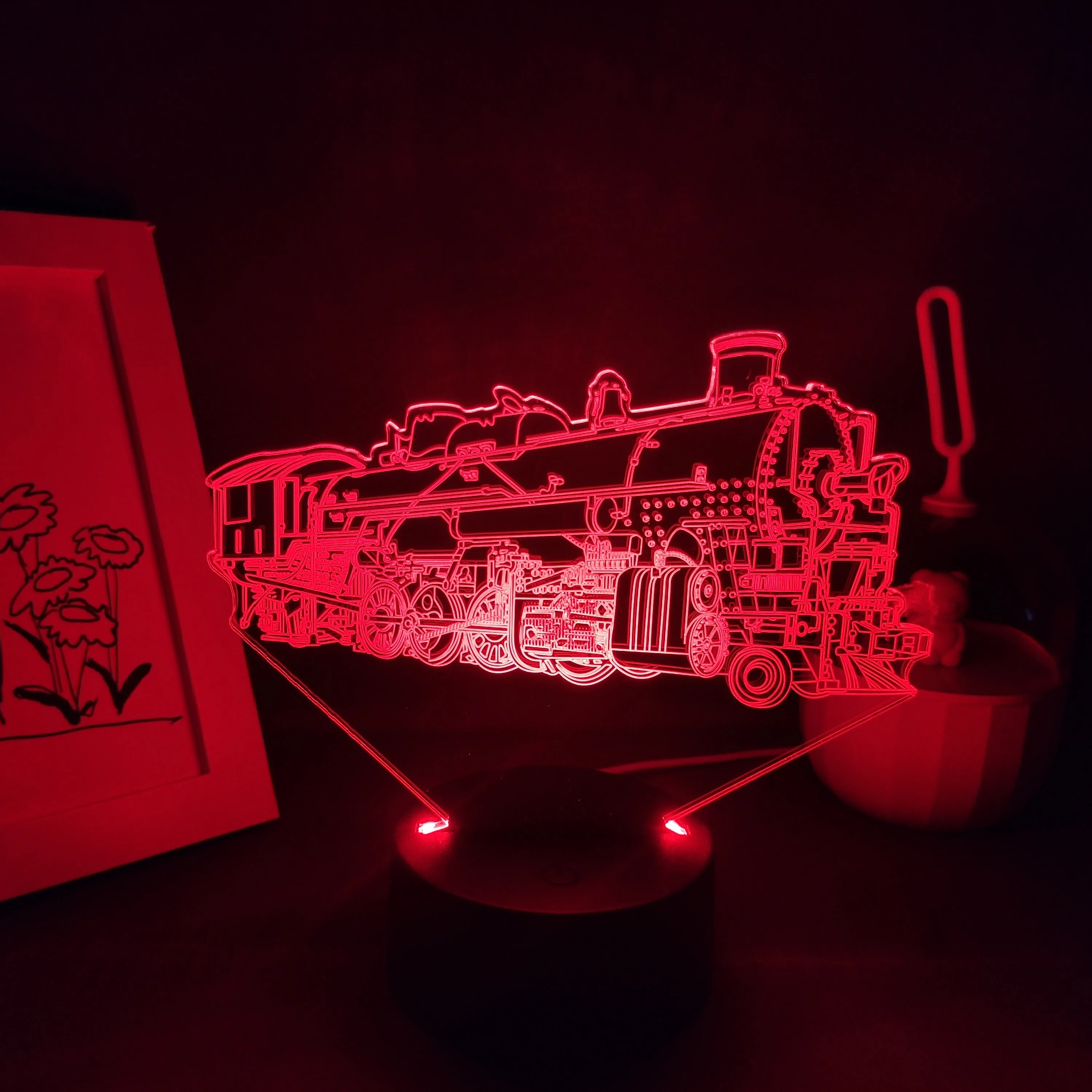 Паровозик 3D лавовые лампы светодиодный RGB неоновый сенсорный ночник крутой