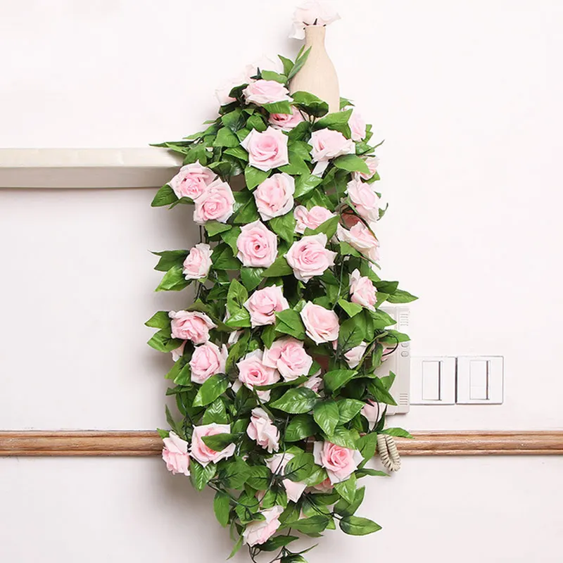 Искусственная Шелковая Роза цветок плющ лоза висячая гирлянда Свадебный