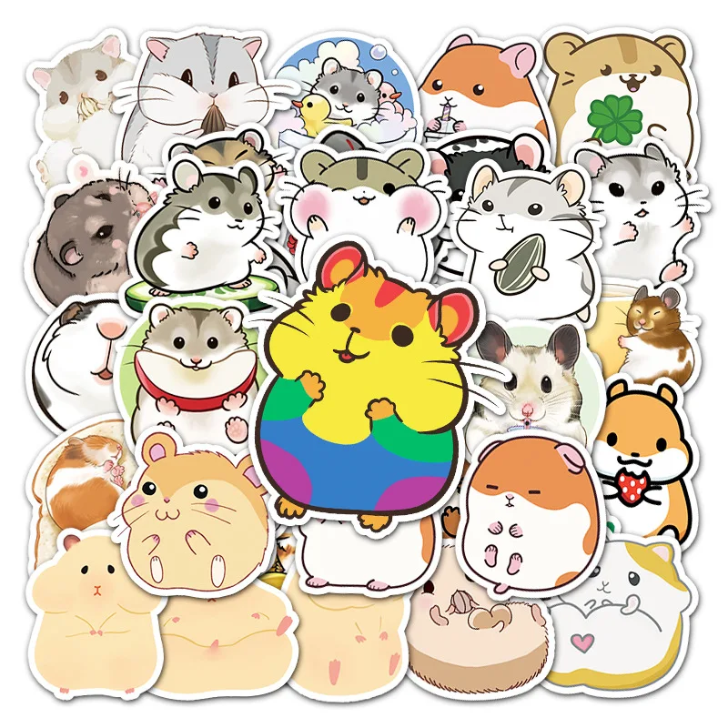

10/30/50PCS Cute Animal Little Hamster Cartoon Stickers DIY Phone Laptop Luggage Fridge Guitar Waterproof Decal Sticker Kids Toy