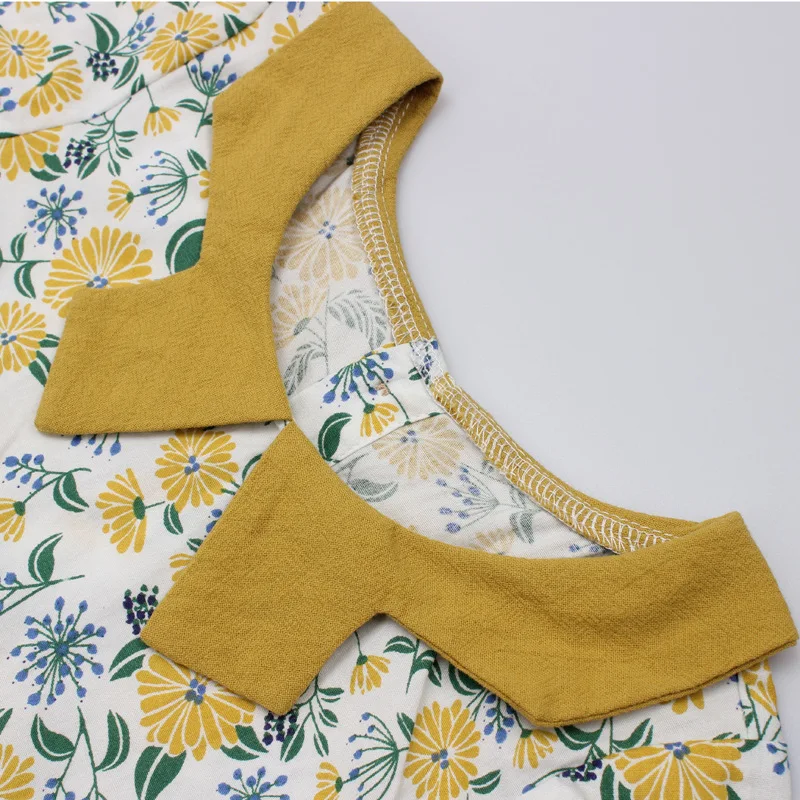 asymmetrical design cute o-neck floral girls Easter dress summer casual quality kids children's clothing | Детская одежда и