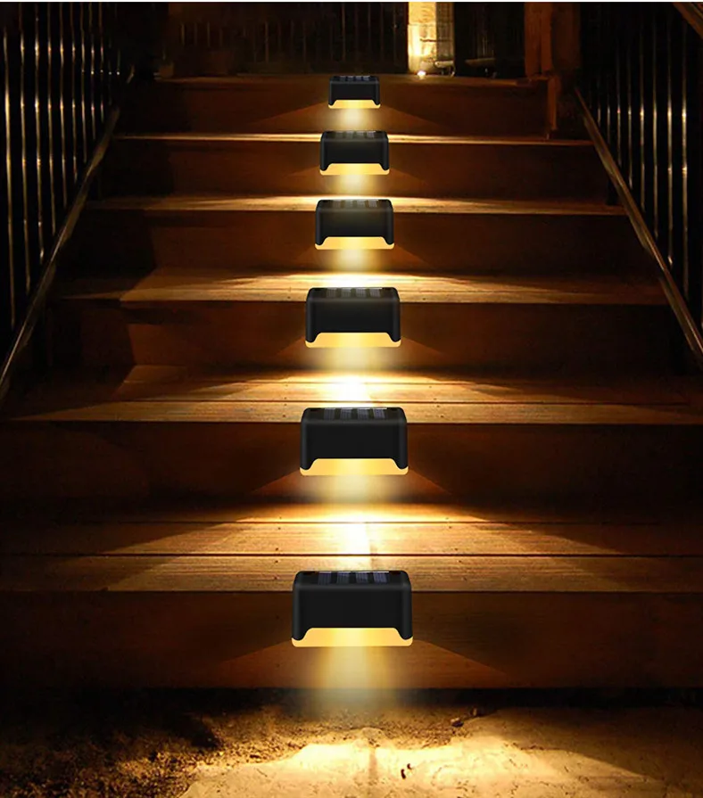 

6pcs LED Solar Light Path Stair Outdoor Waterproof Wall Light Garden Landscape Step Stair Deck Lights Balcony Fence Solar Light
