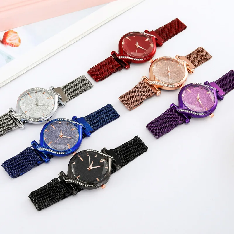 

100pcs/lot new scale starry sky personality eye band diamond Milan band watch fashion simple joker online celebrity watch
