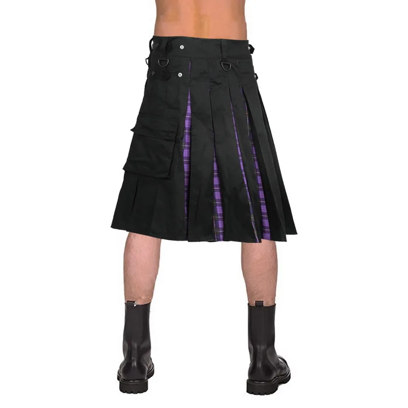 Шорты мужские в шотландскую клетку однотонные короткие юбки плиссированные