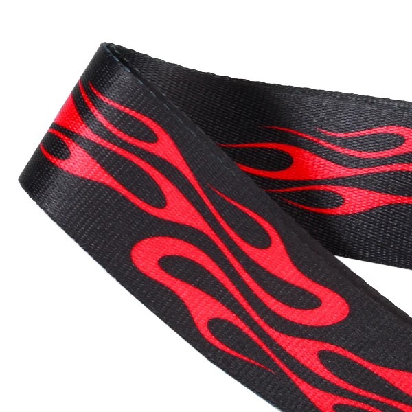 

2x Comfortable Adjustable Buckle Guitar Strap W/ Red Flame Print Leather Ends