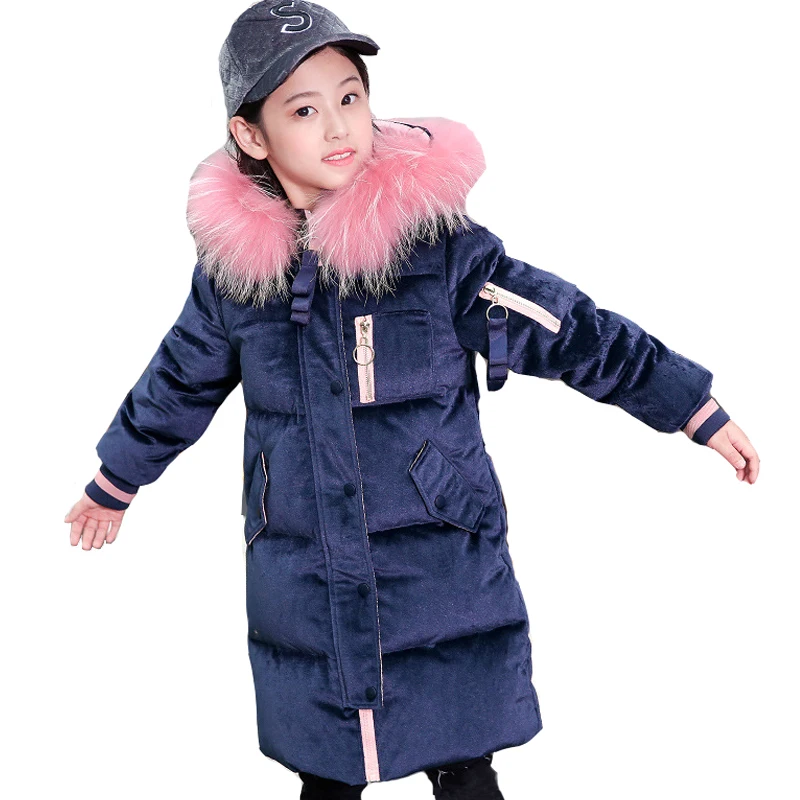 Теплая зимняя одежда для девочек пальто младенцев возрастом от 5 до 14 лет детская