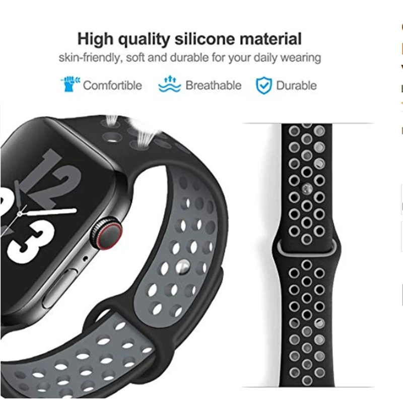 Ремешок для Apple Watch 4, 3, 2, 1, 42 мм, 38 мм, 40 мм, 44 мм, браслет, силиконовый ремешок для iwatch sports series 4, 3, 2 и 1