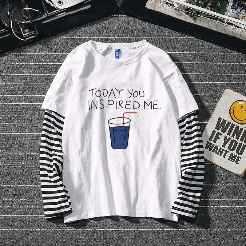 

Hip Hop Long Sleeve Fake Two Piece t Shirt Big Shirts Men Clothing Men Fashion 2021 New Oversized Tees Clothes Tshirt