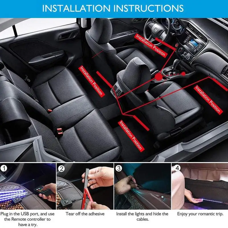 Цветная (RGB) Светодиодные ленты Светильник Автомобиля Атмосфера лампы 9/18