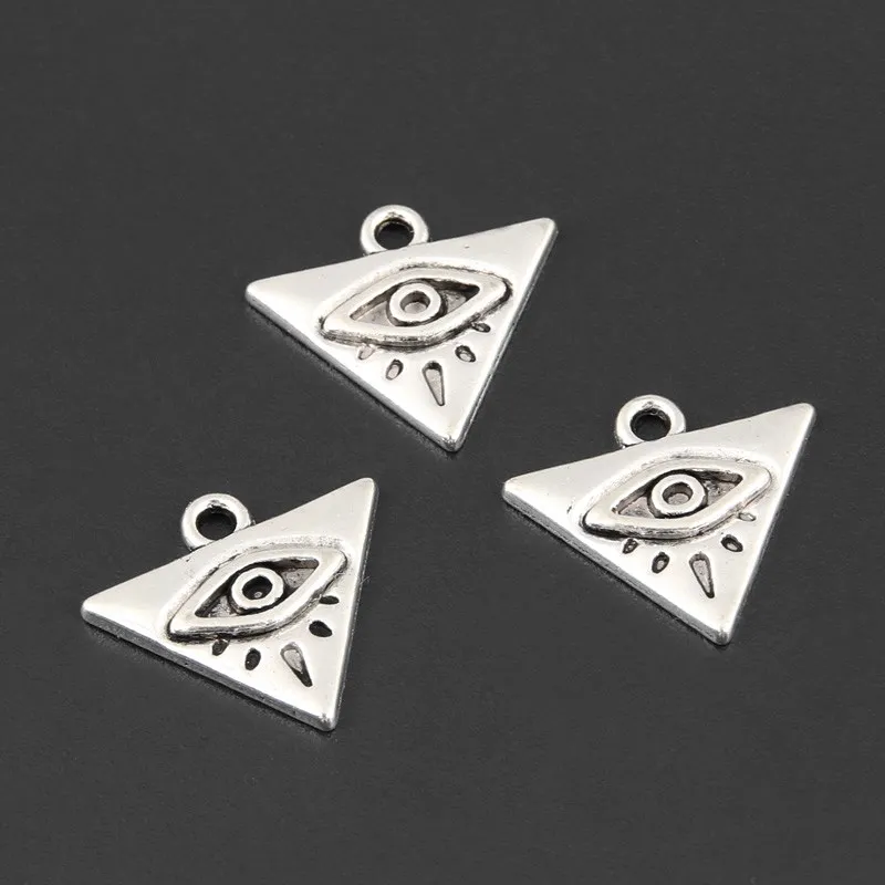 

50pcs Silver Color 14.5x16mm Triangle Eye Charms Geometric Pendant Fit DIY Jewelry Making Handcrafted Accessories